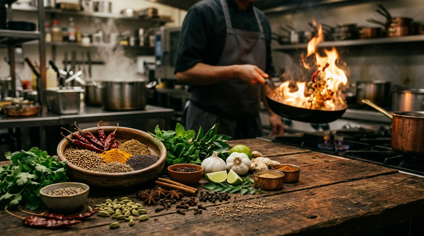 Culinary Masterminds working in an authentic high-end Indian kitchen